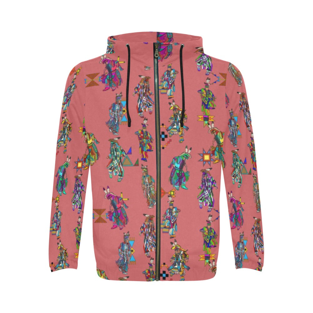 Men's Grass Dancers Terra Cotta Men's Zipper Hoodie