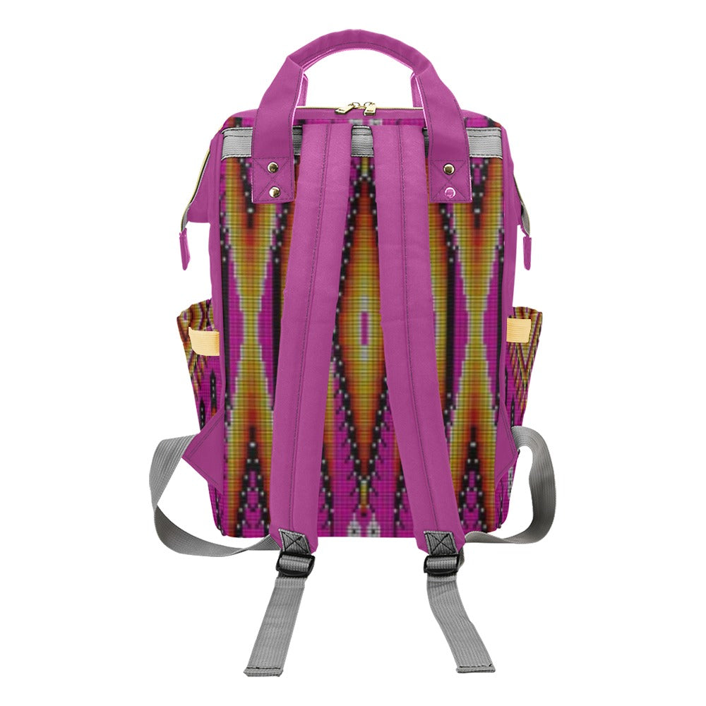 Fire Feather Pink Multi-Function Diaper Backpack/Diaper Bag