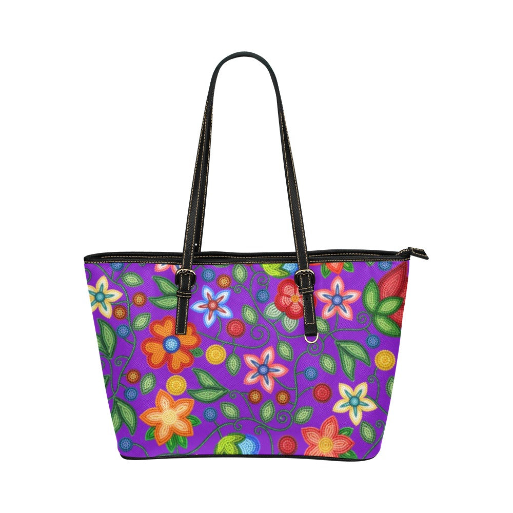 Morning Harmony Purple Leather Tote Bag/Large