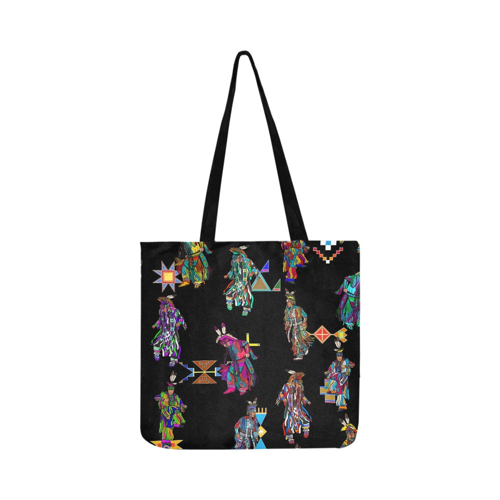 Men's Grass Dancers Black Reusable Shopping Bag (Two sides)