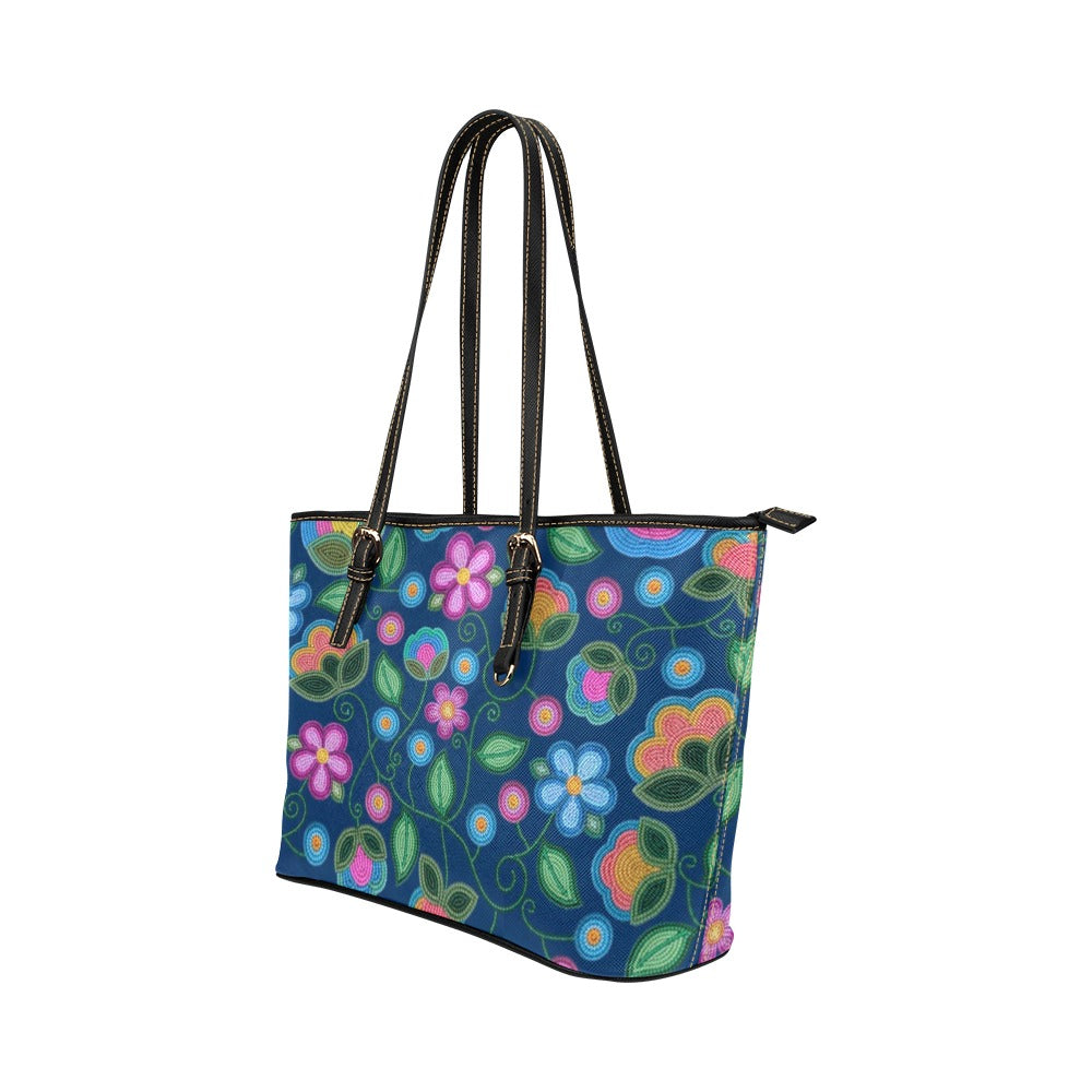 Turquoise Sunbeam Blue Leather Tote Bag/Large