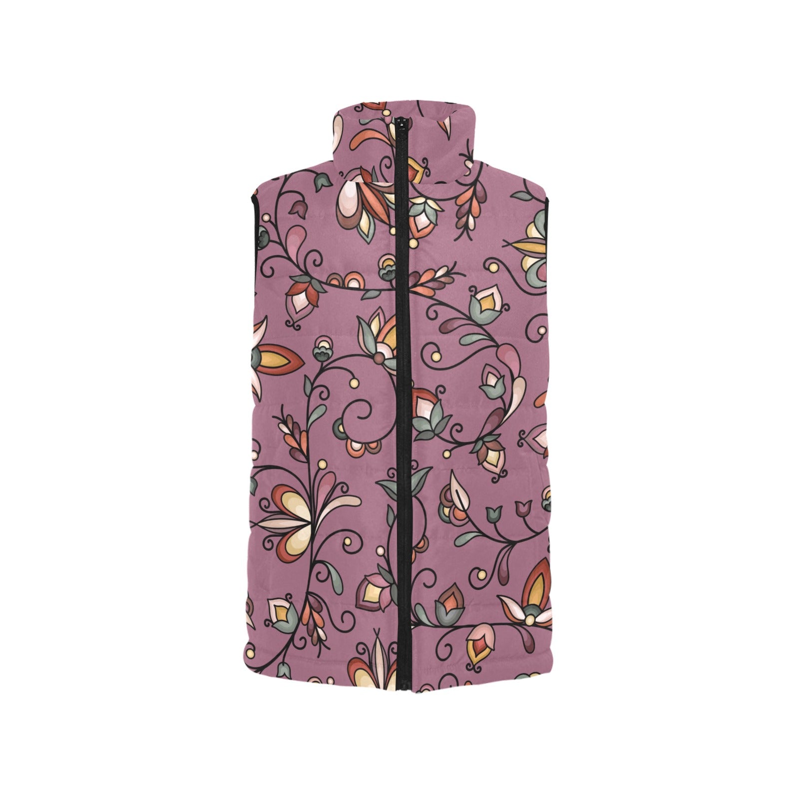 Burnt Sky Petals Magenta Women's Padded Vest Jacket