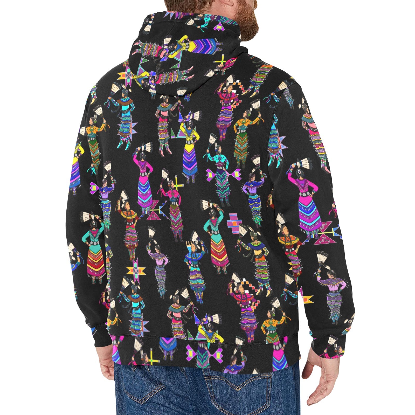 Women's Jingle Dancers Black Men's Long Sleeve Fleece Hoodie
