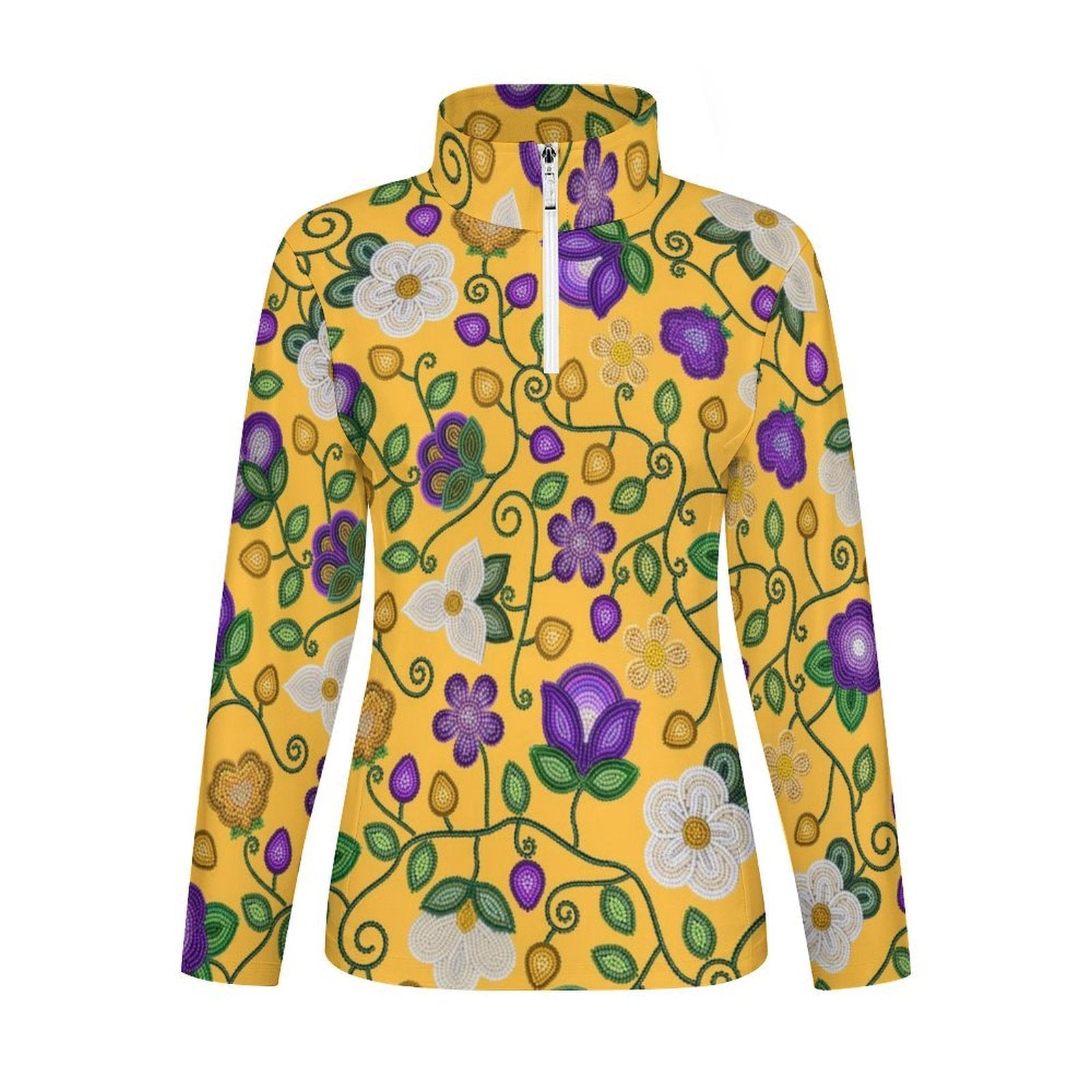 Midnight Moss Bloom Yellow Long Sleeve Yoga Shirt