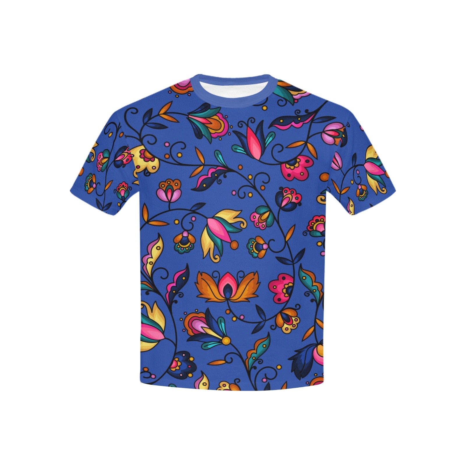 Copper Prairie Petals Blue Kids' T-shirt (USA Size)