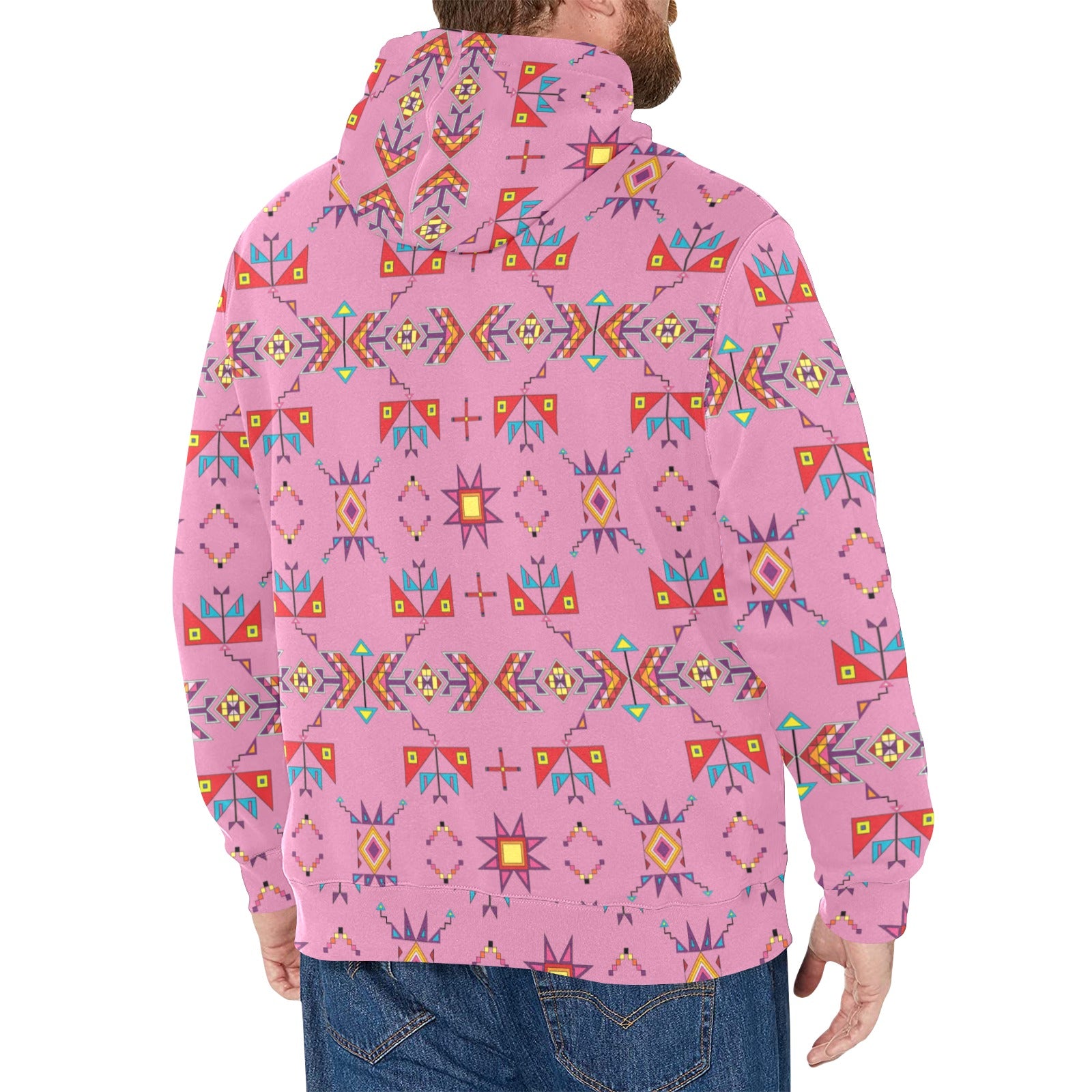 Scattered Generations Pink Men's Long Sleeve Fleece Hoodie