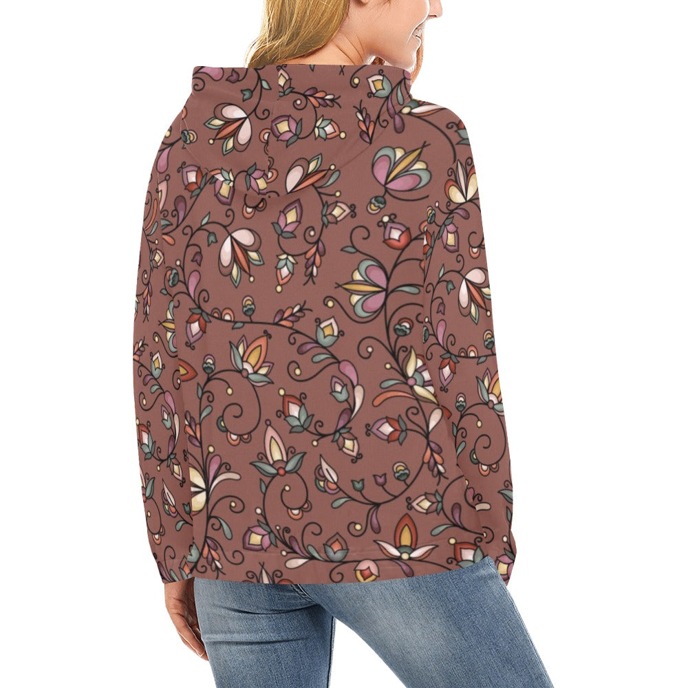 Burnt Sky Petals Brown Hoodie for Women (USA Size)