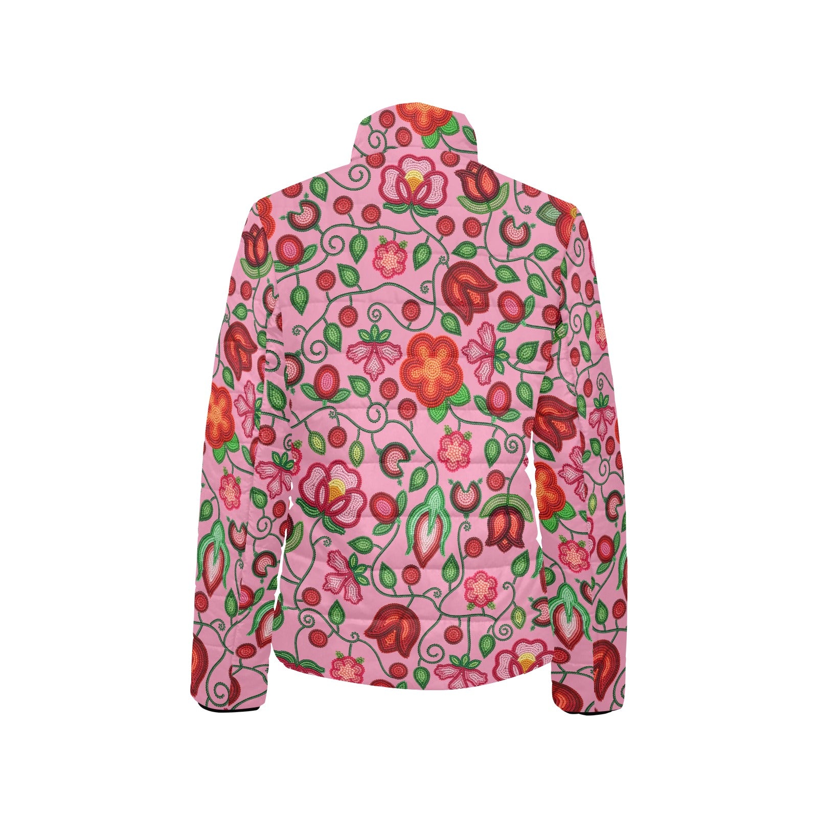 Rose Reverie Pink Women's Stand Collar Padded Jacket