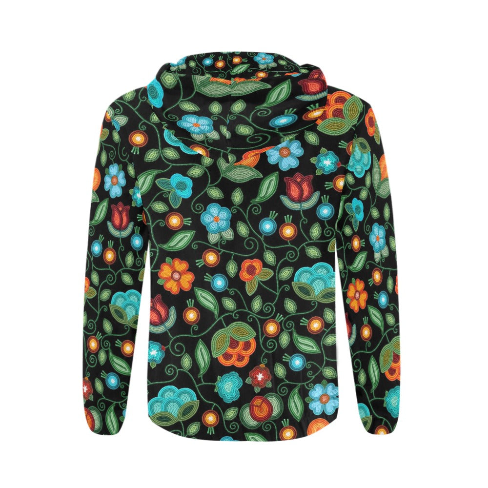 Prairie Fire Petals Black Men's Zipper Hoodie
