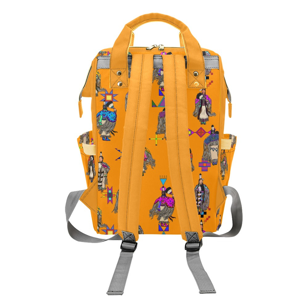 Women's Tradish Dancers Orange Multi-Function Diaper Backpack/Diaper Bag