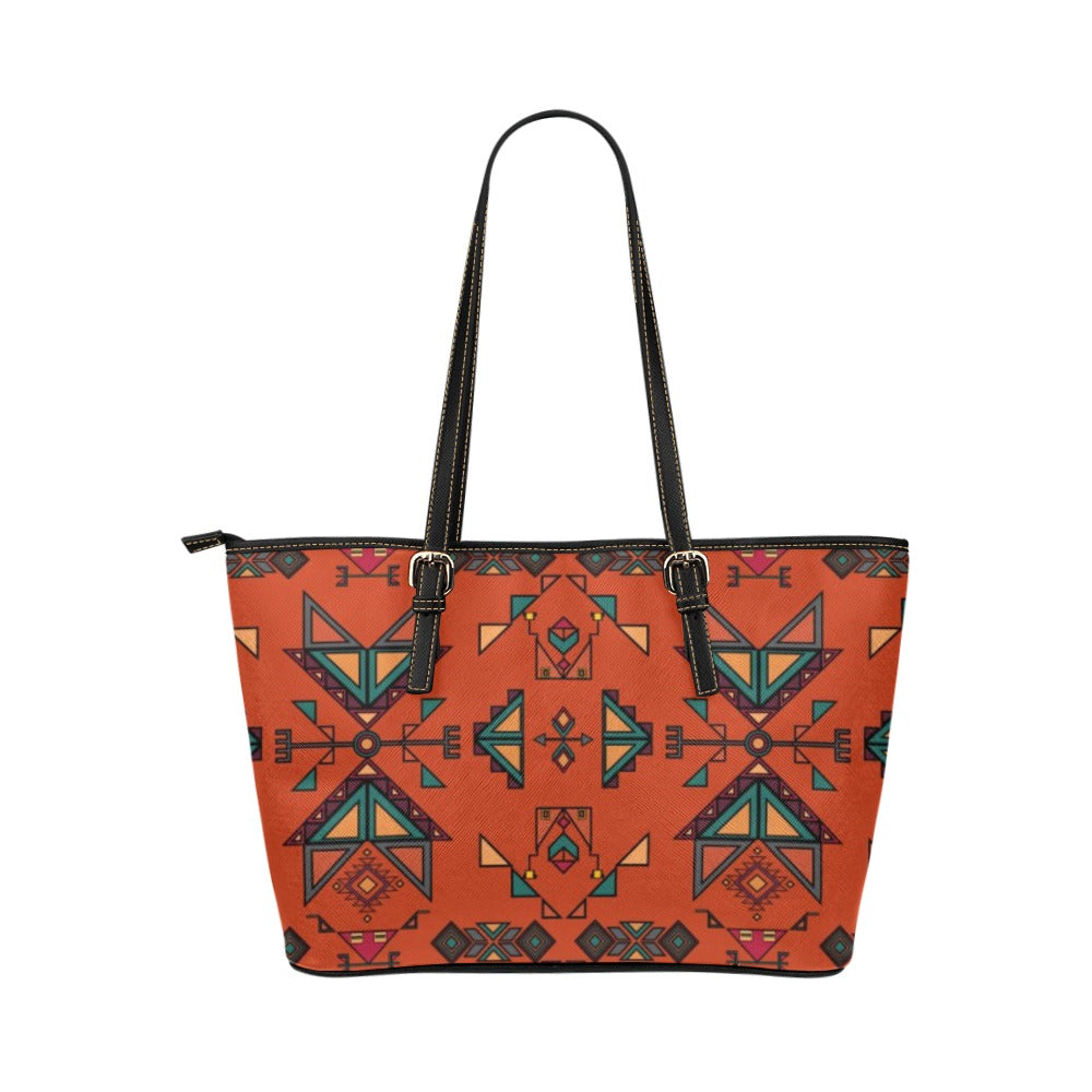 Arrow dawn Orange Leather Tote Bag/Large