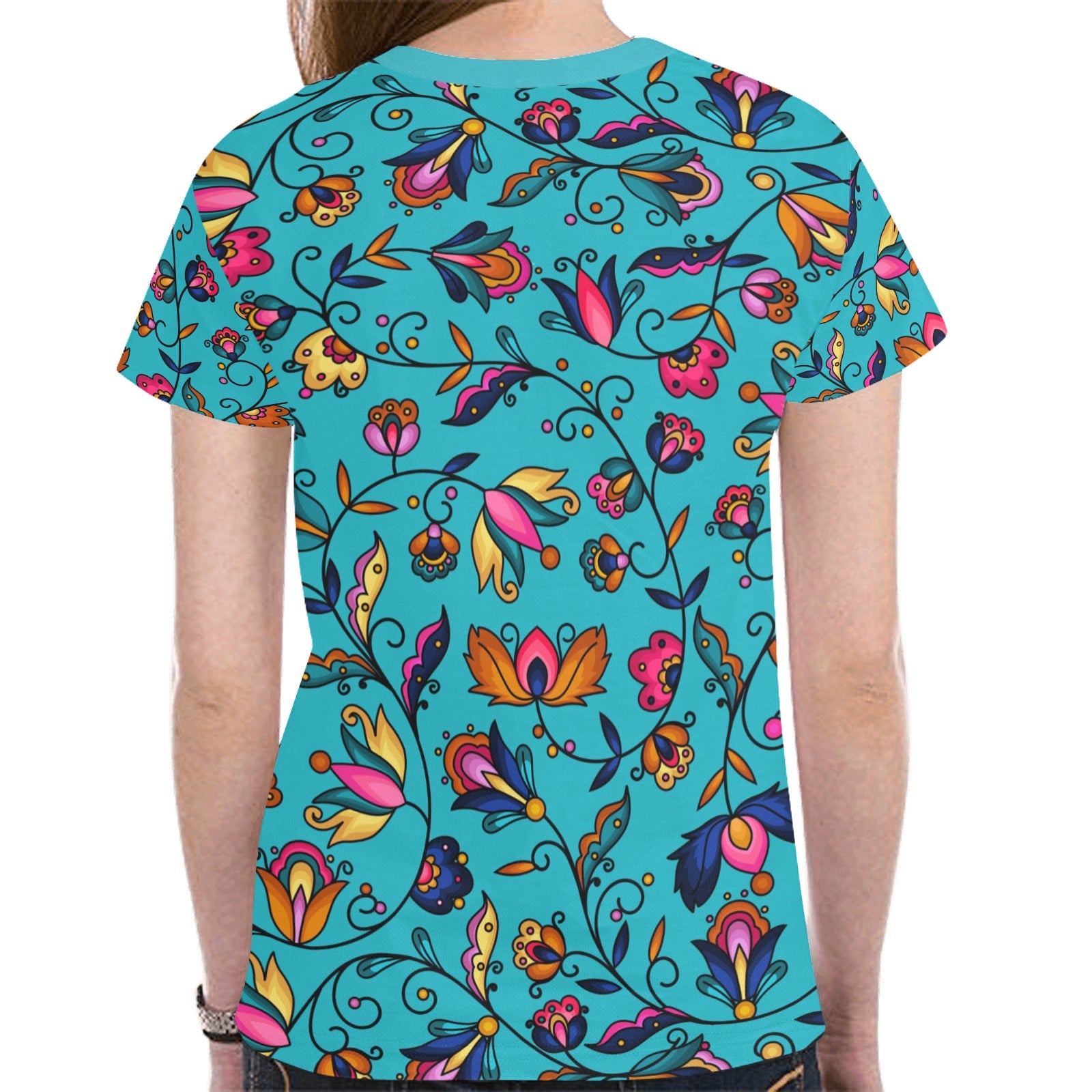 Copper Prairie Petals Turquoise T-shirt for Women