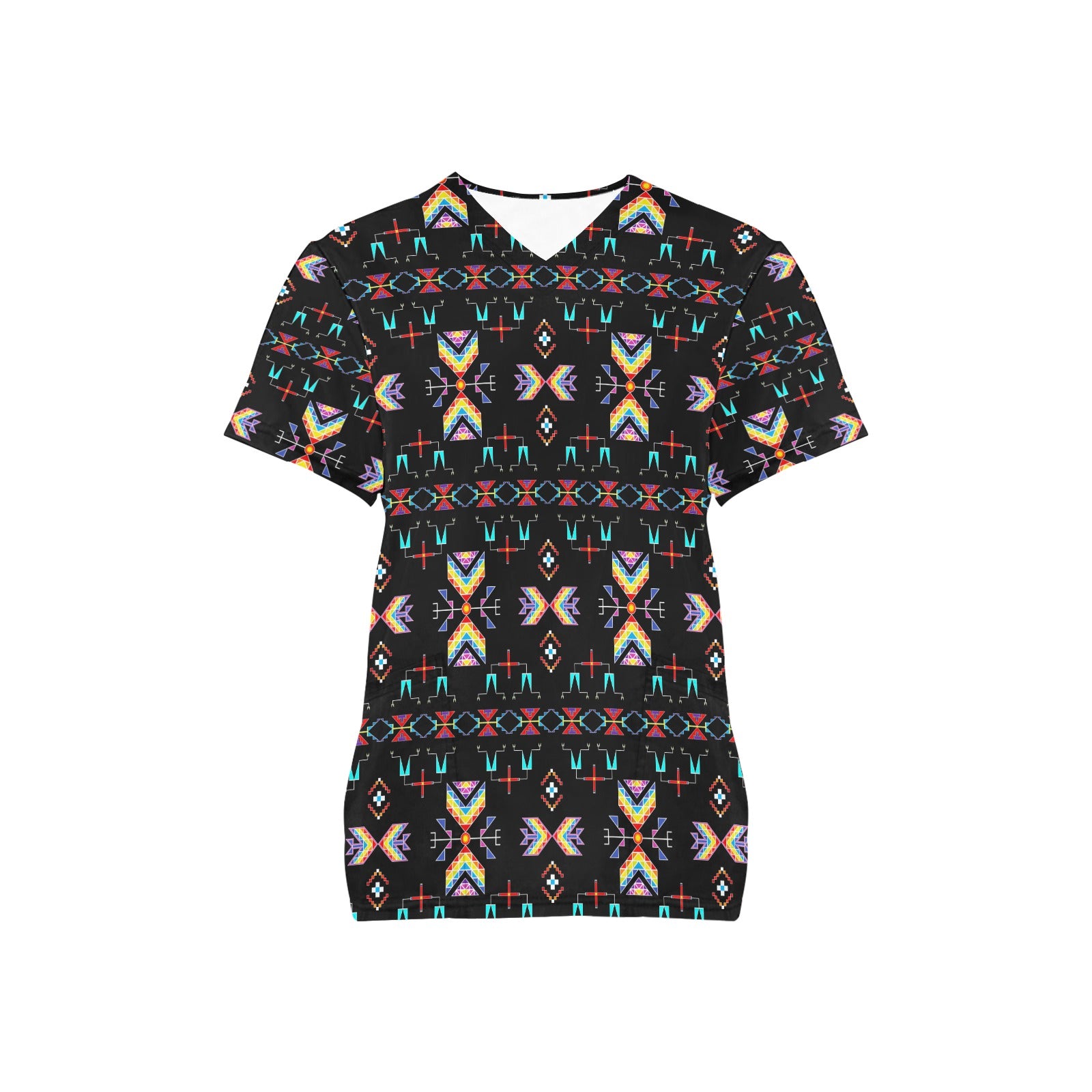 Rainy Chief Rainbow Black Scrub Top