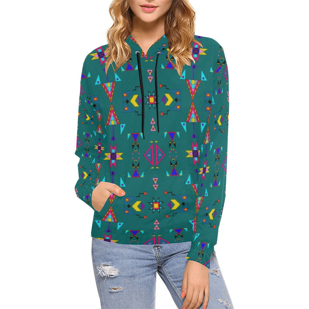 Enemy Territory Teal Hoodie for Women (USA Size)
