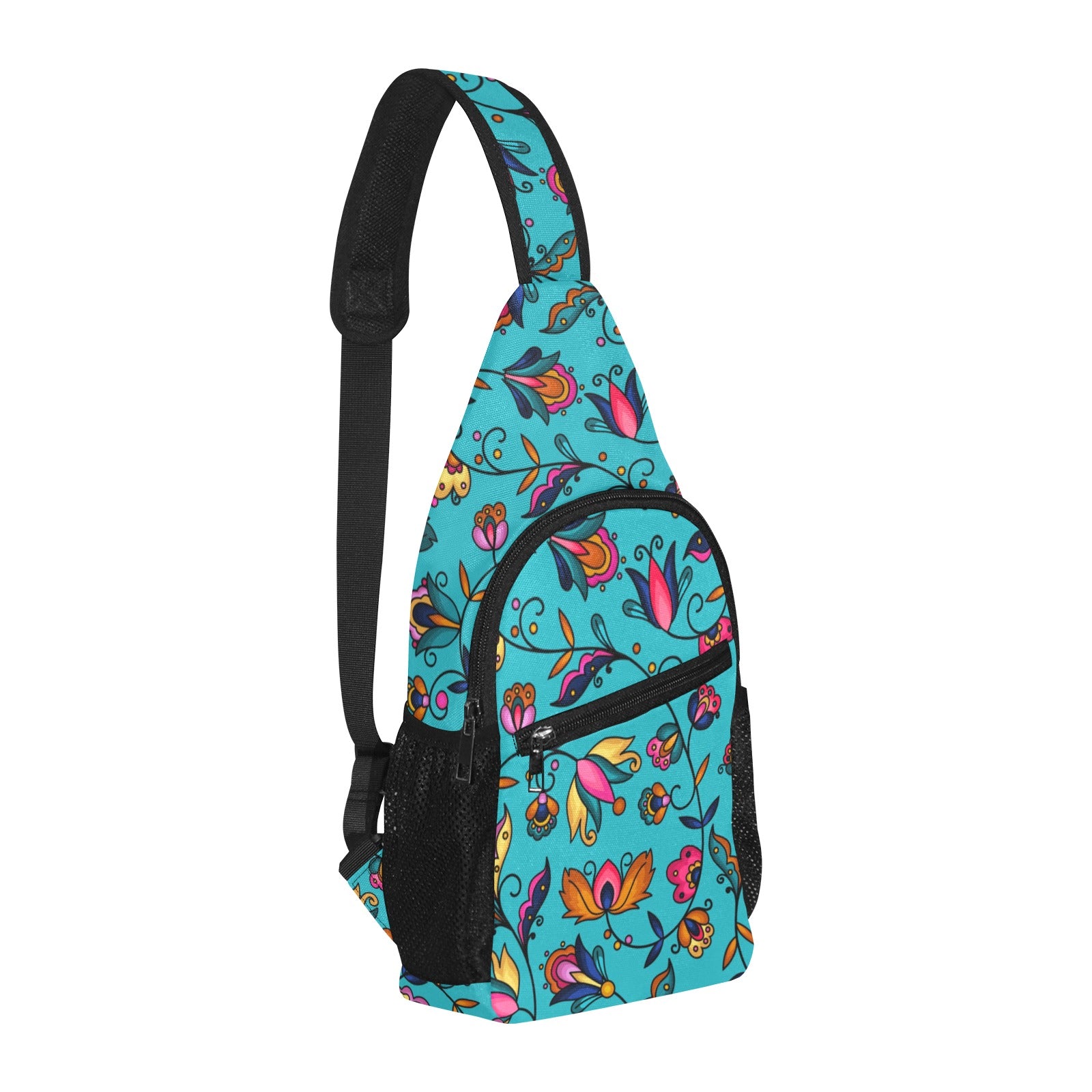 Copper Prairie Petals Turquoise  Chest Bag