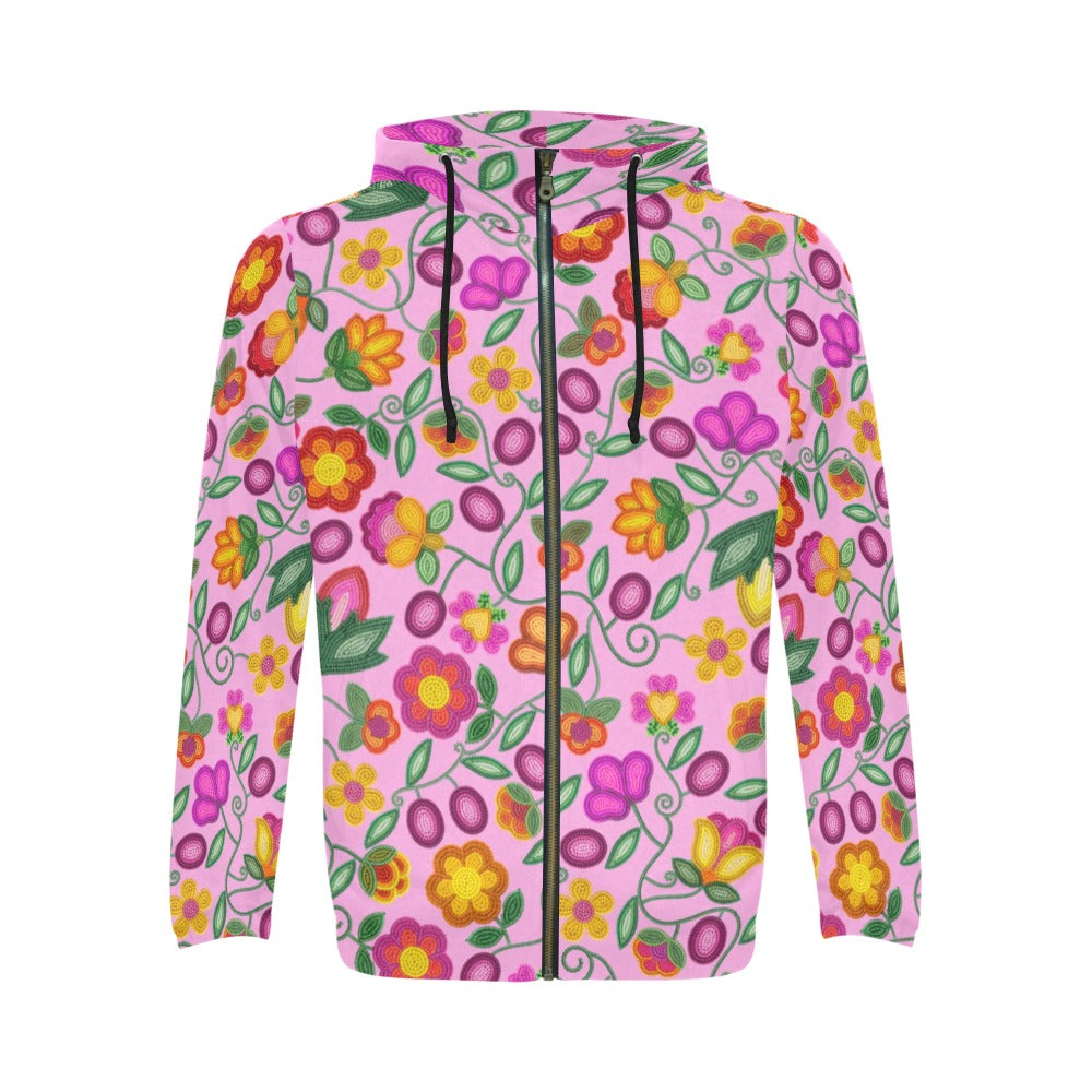 Boreal Bounty Pink Men's Zipper Hoodie