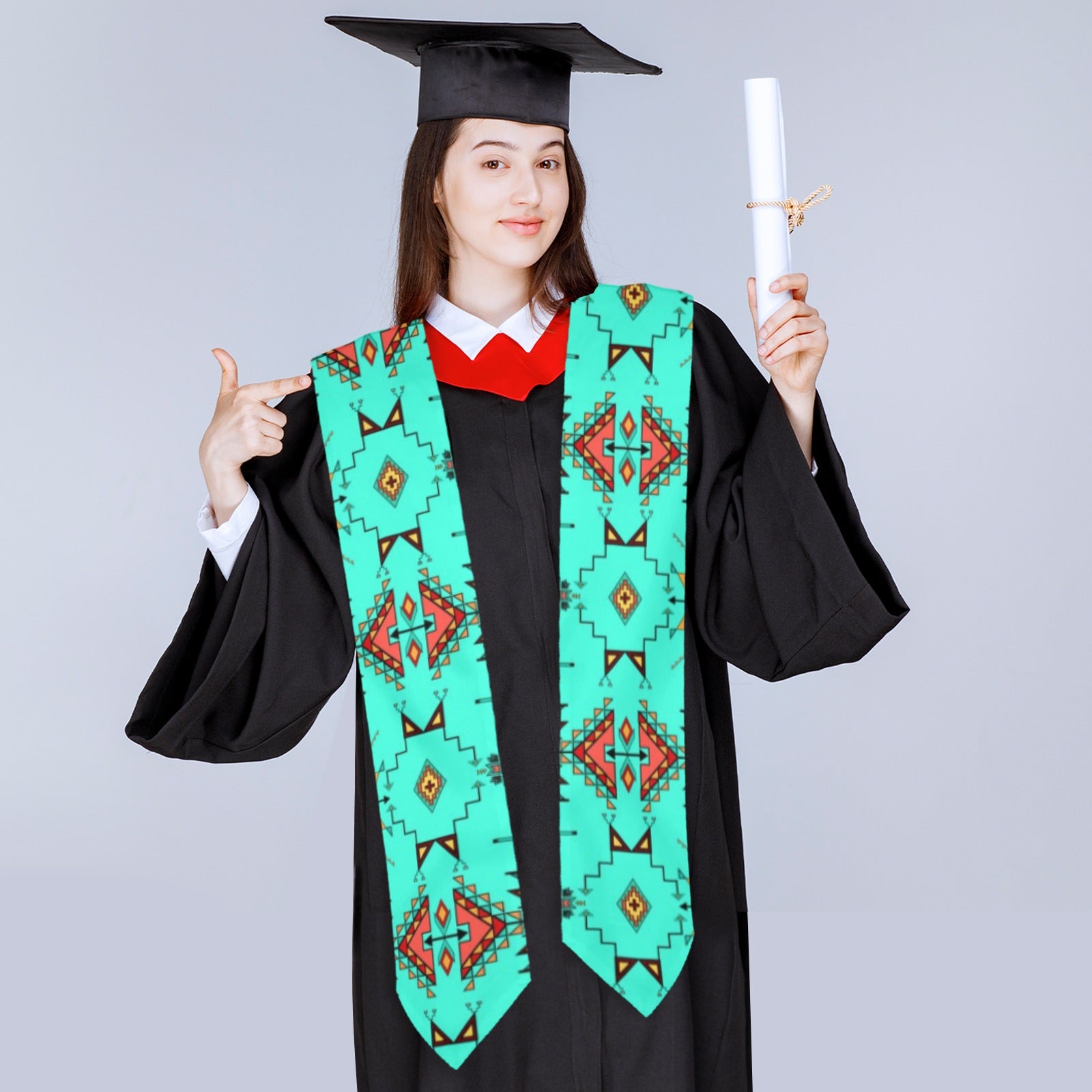 Thunder Flight Turquoise Graduation Stole