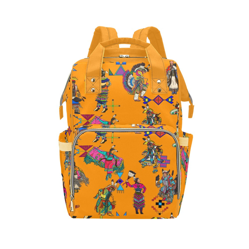 Grand Entry Dancers Orange Multi-Function Diaper Backpack/Diaper Bag
