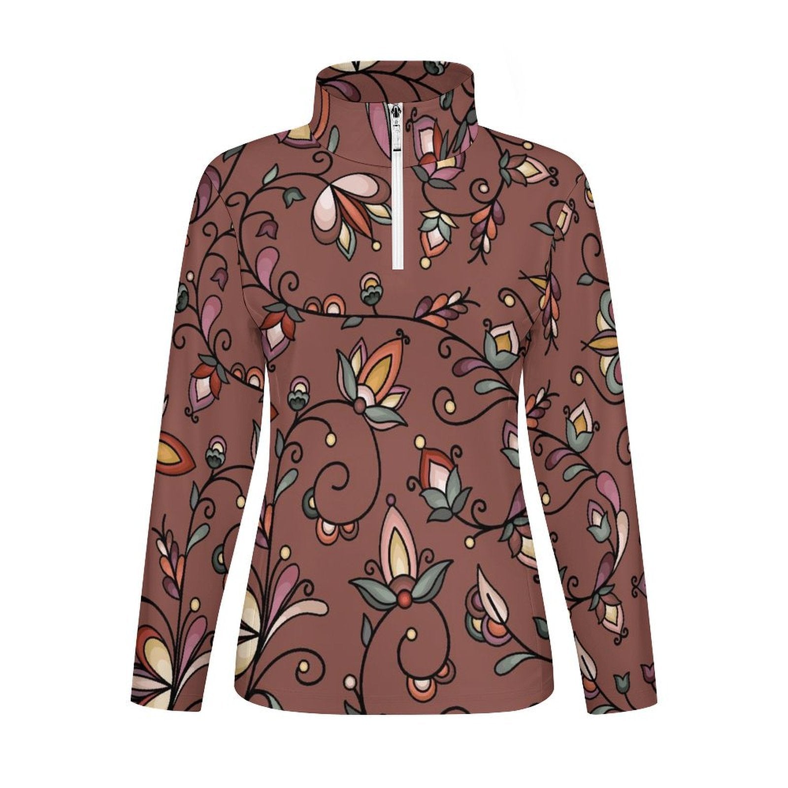 Burnt Sky Petals Brown Long Sleeve Yoga Shirt