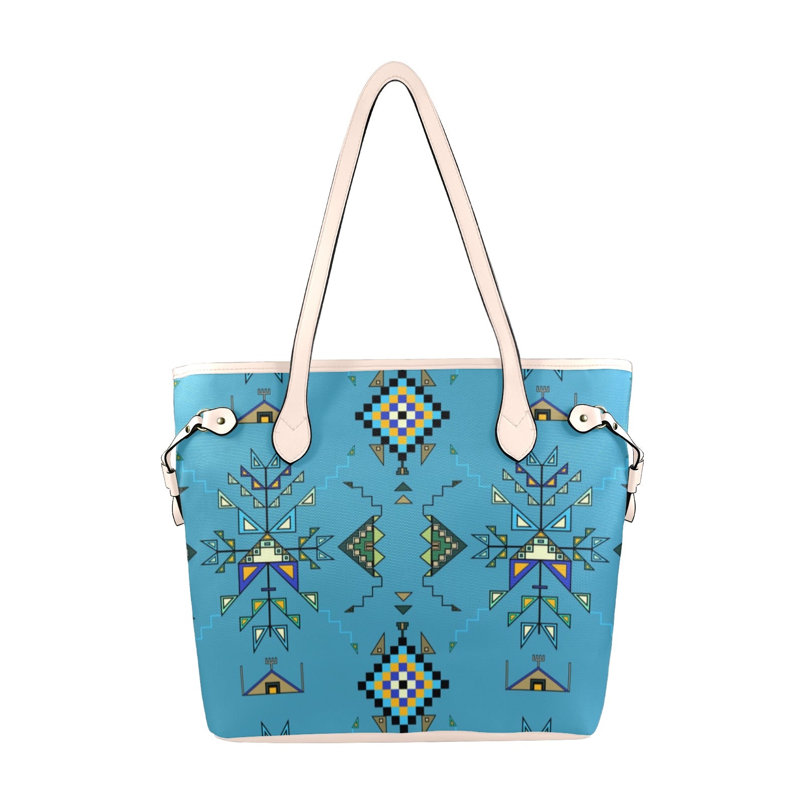 Bear Shield Blue Clover Canvas Tote Bag