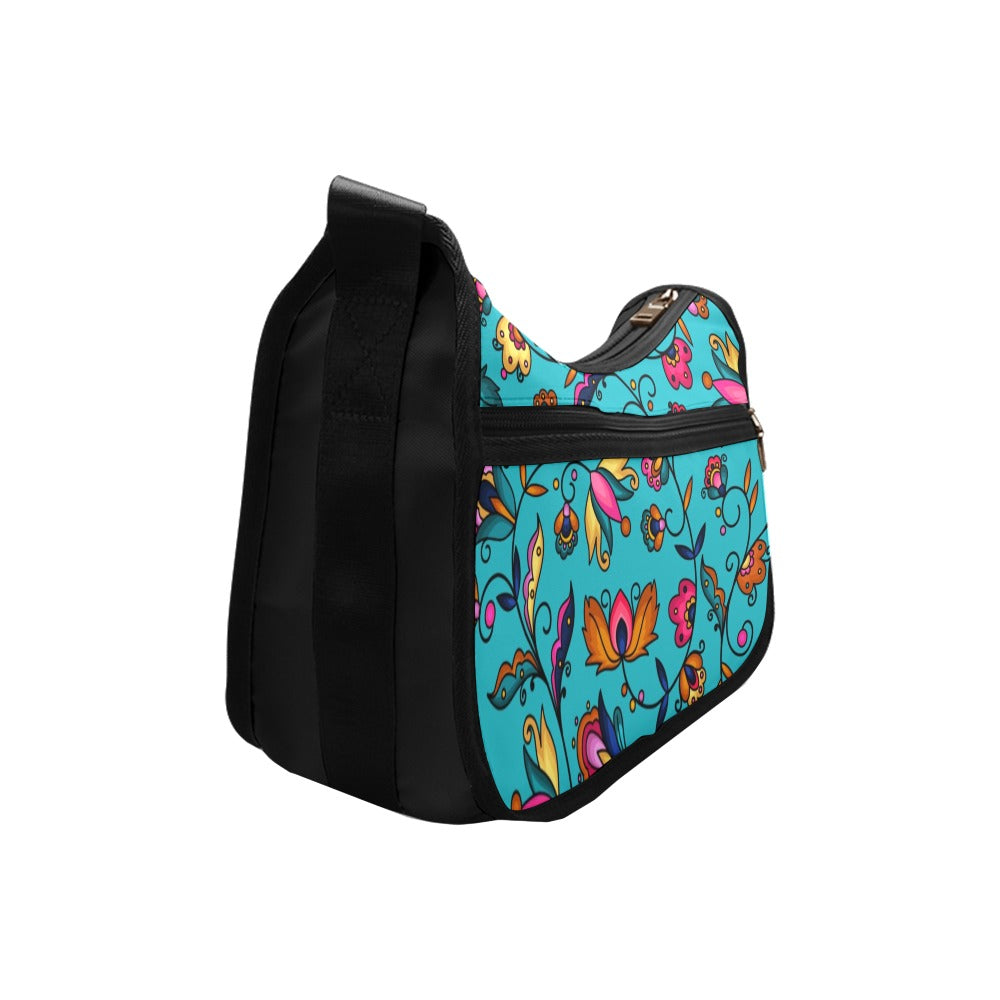 Copper Prairie Petals Turquoise Crossbody Bag