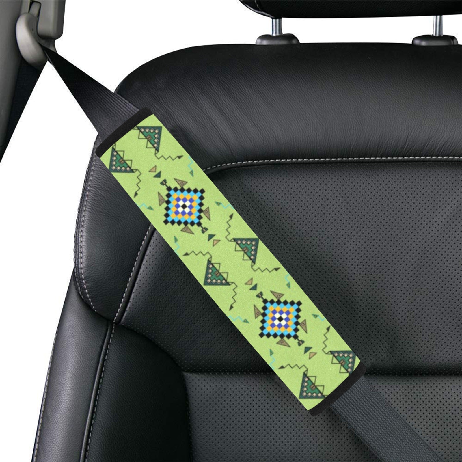 Bear Shield Green Car Seat Belt Cover 7''x12.6'' (Pack of 2)