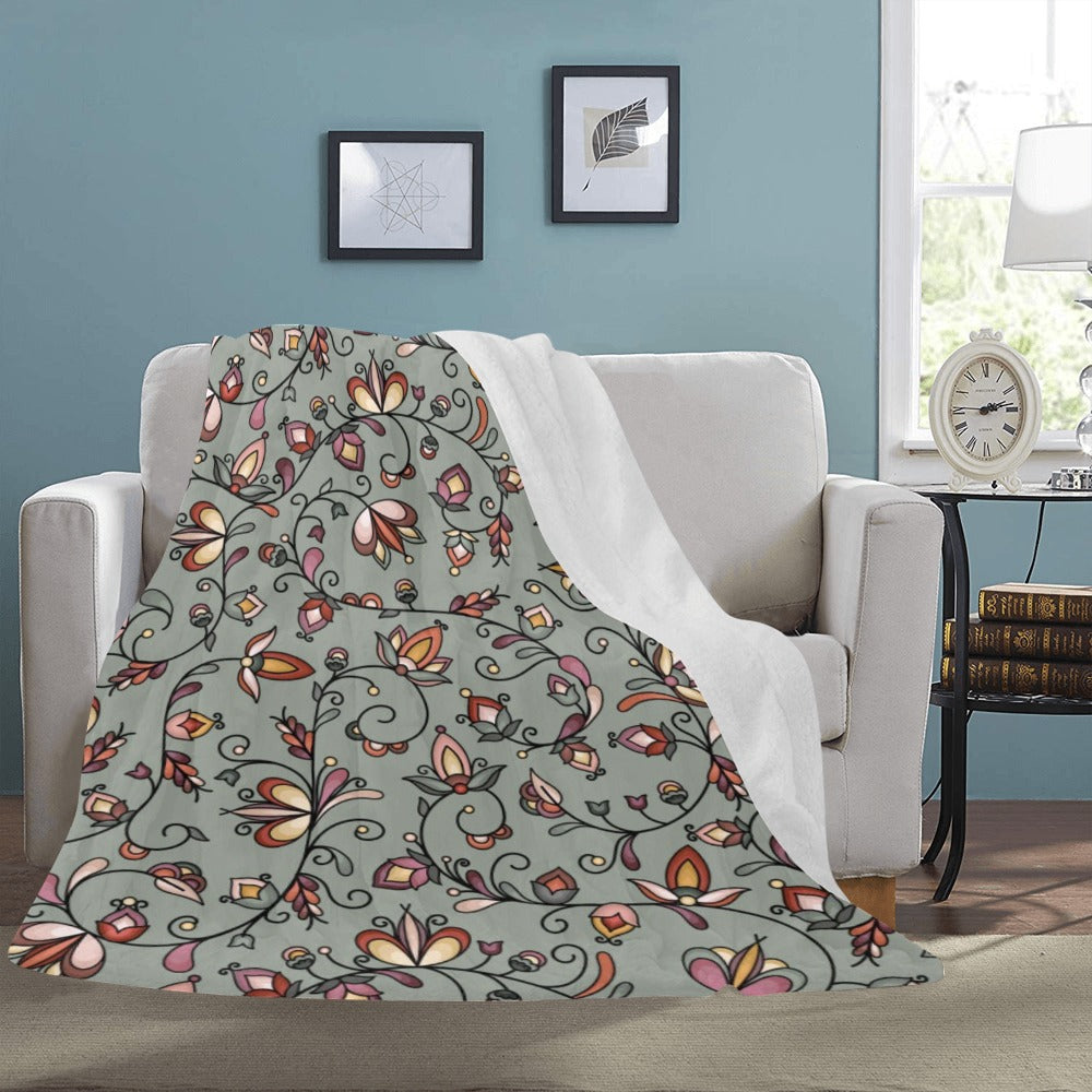 Burnt Sky Petals Green Ultra-Soft Micro Fleece Blanket 60"x80"