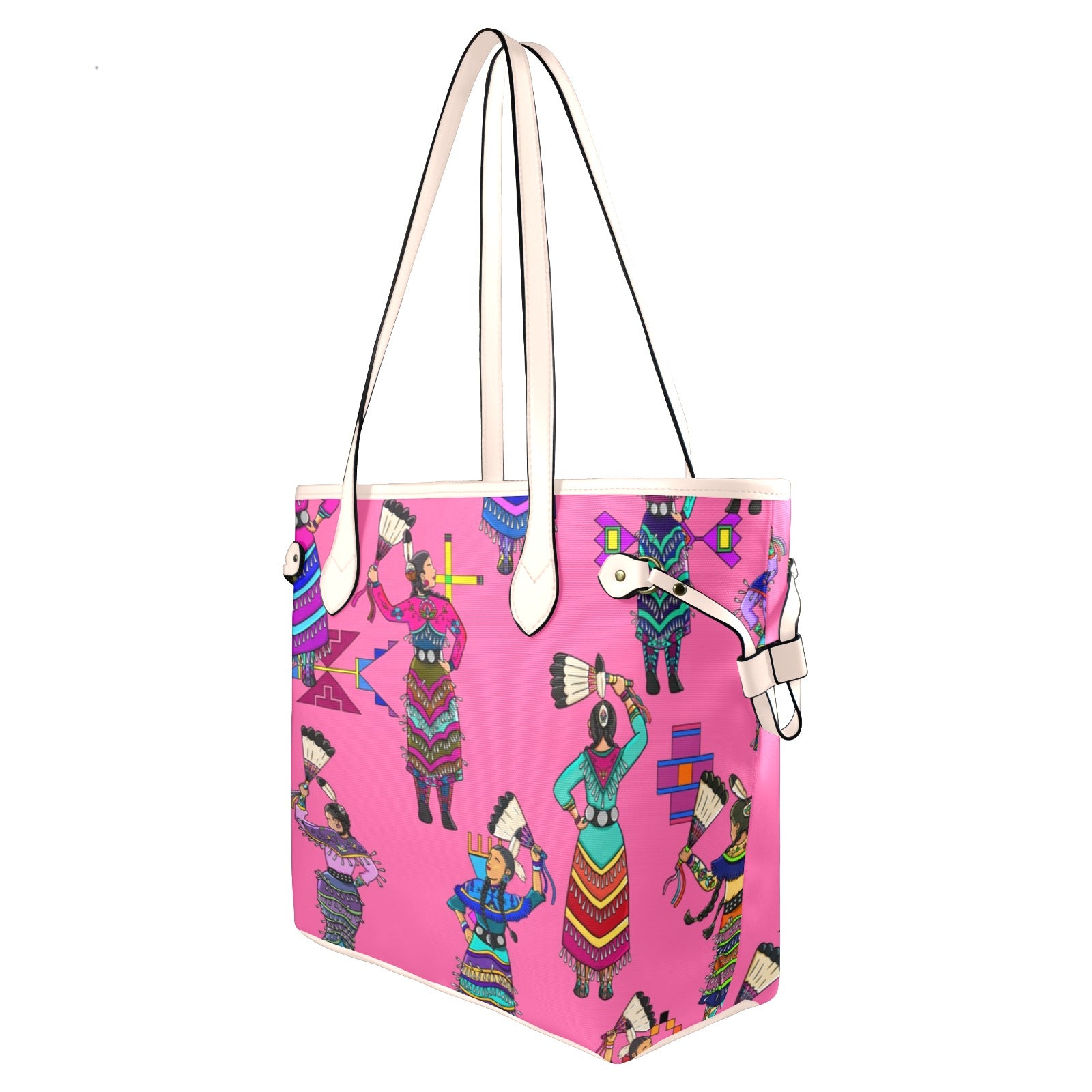 Women's Jingle Dancers Pink Clover Canvas Tote Bag