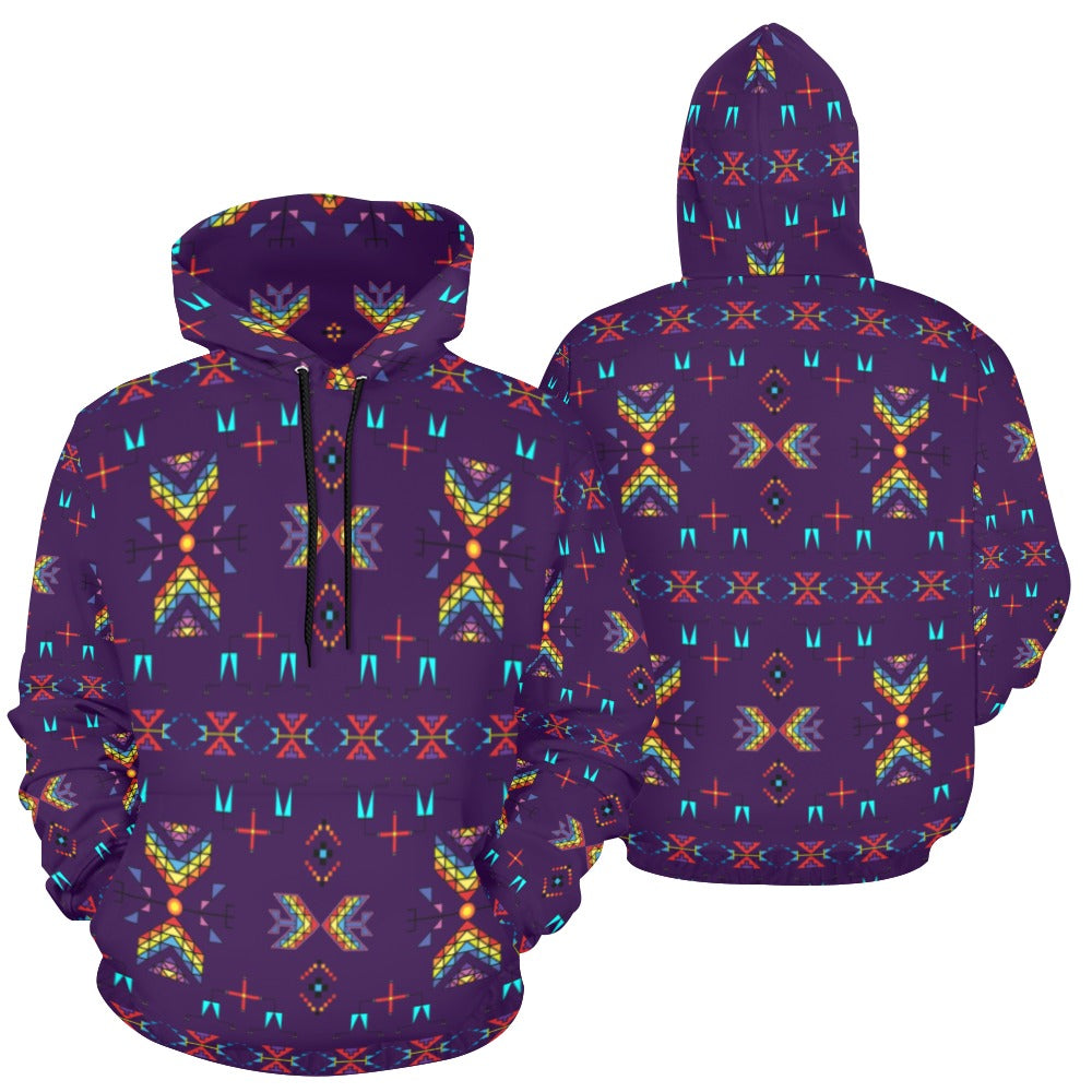 Rainy Chief Rainbow Dark Purple Hoodie for Women (USA Size)