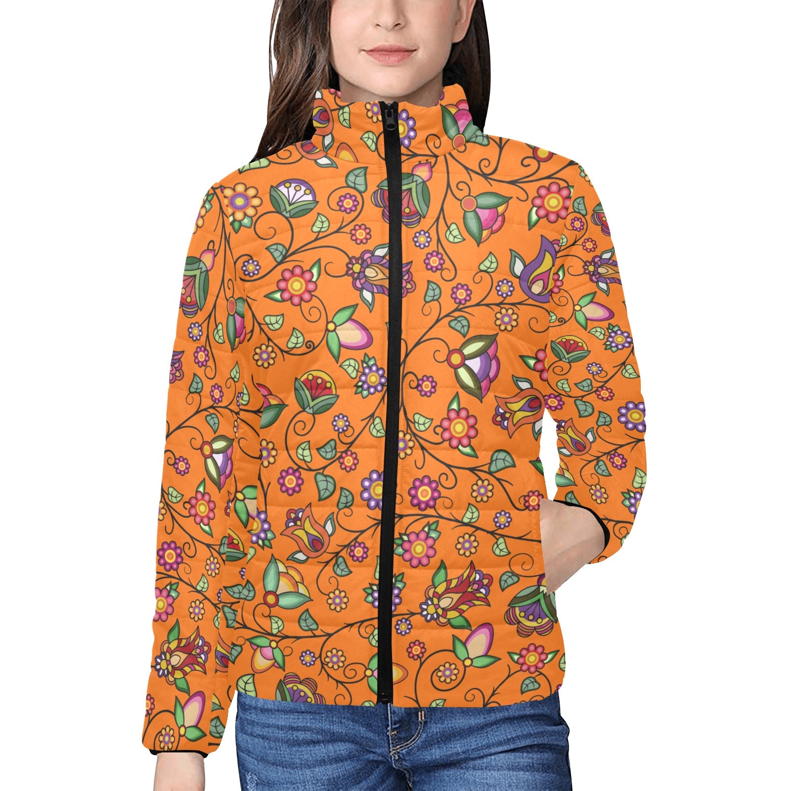 Heartbeat Petals ECM Orange Women's Padded Jacket