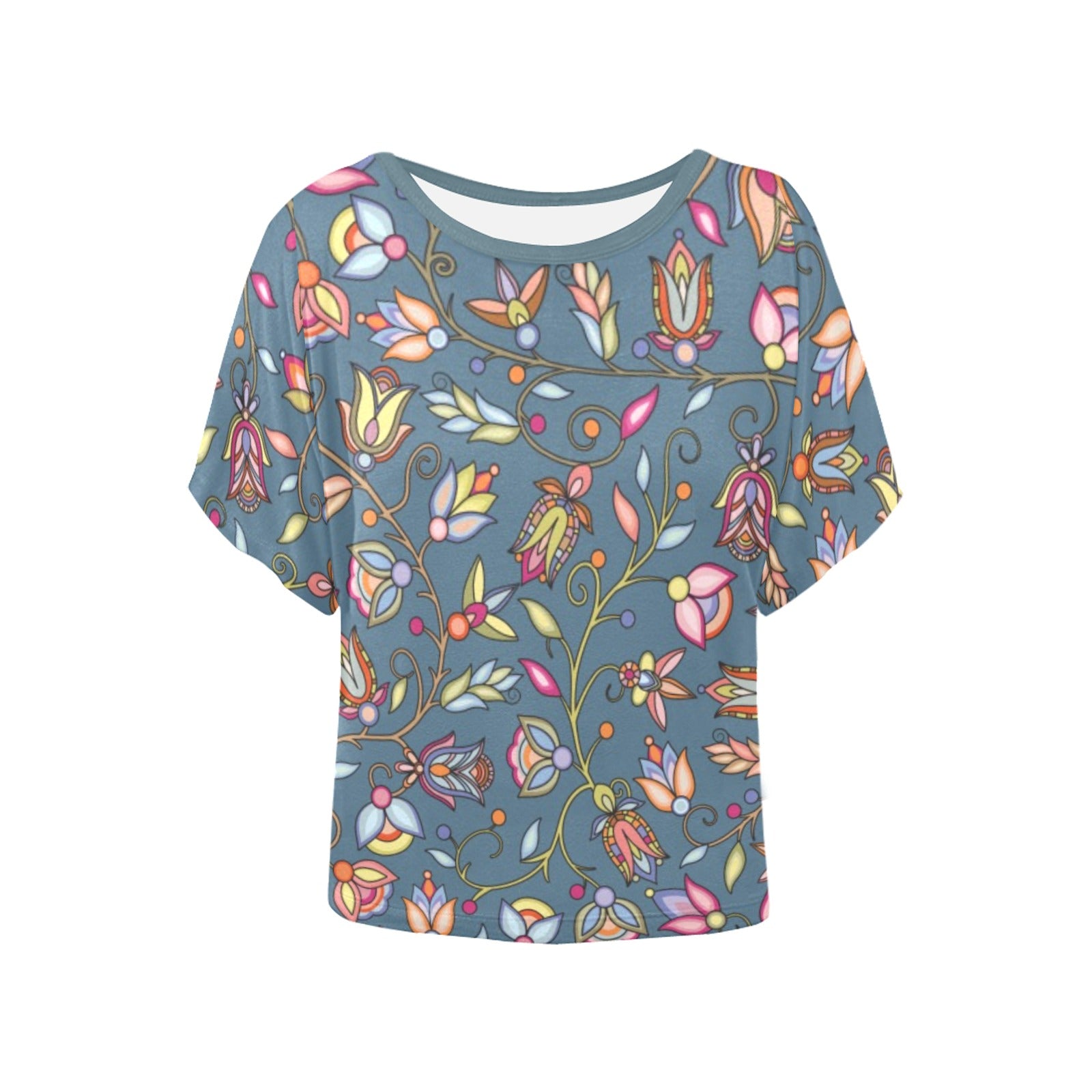 Buffalo Bloom Rainstorm Women's Batwing-Sleeved Blouse T shirt