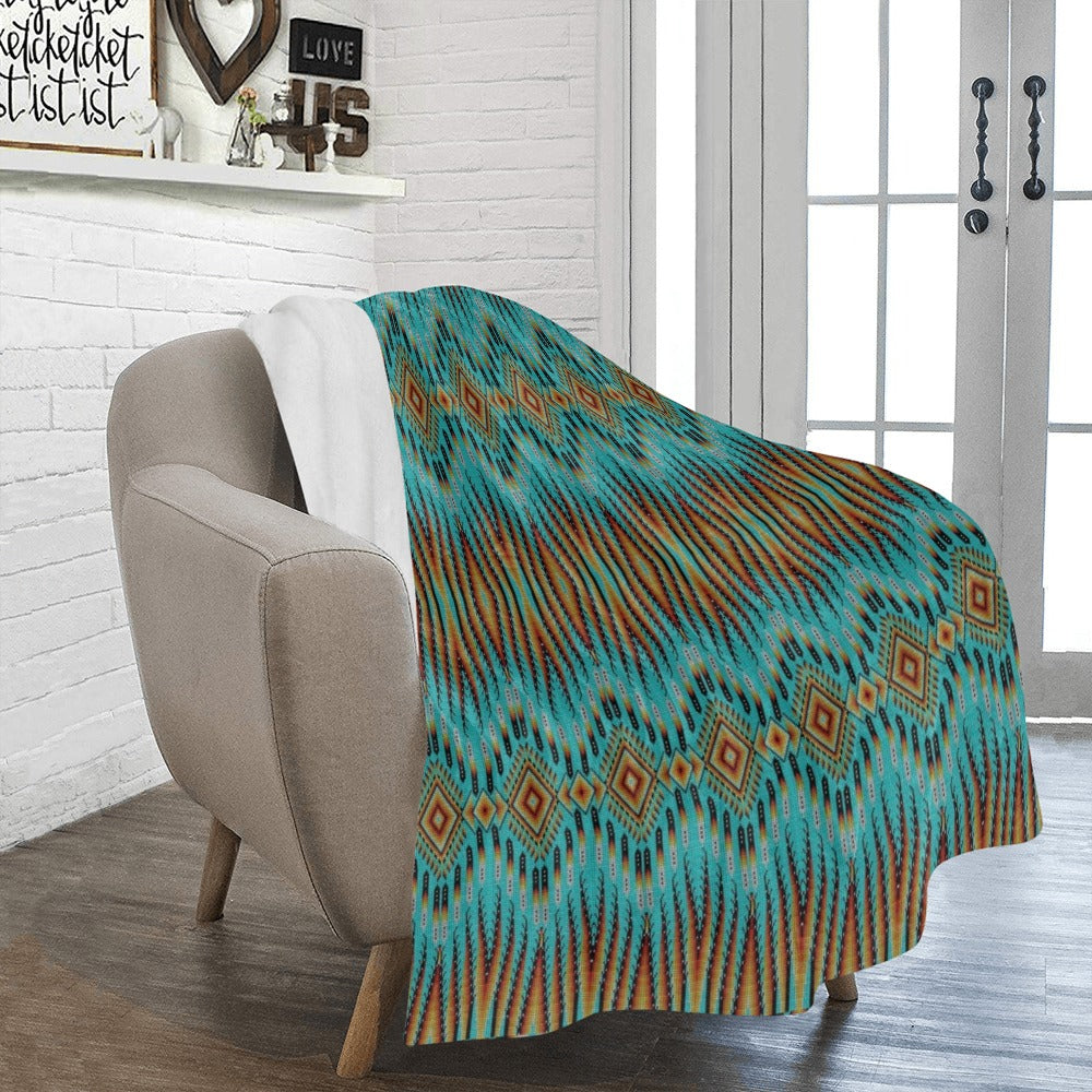 Fire Feather Turquoise Ultra-Soft Micro Fleece Blanket 50"x60"