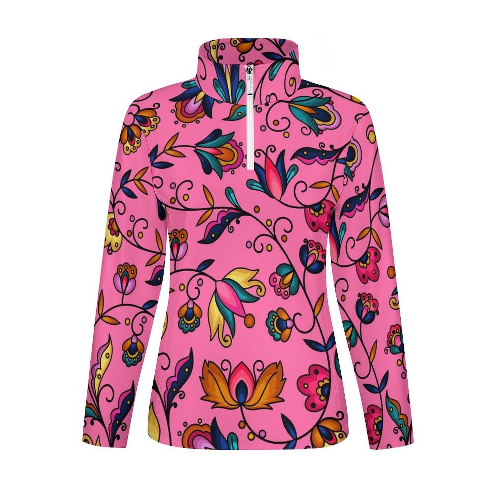 Copper Prairie Petals Pink Long Sleeve Yoga Shirt