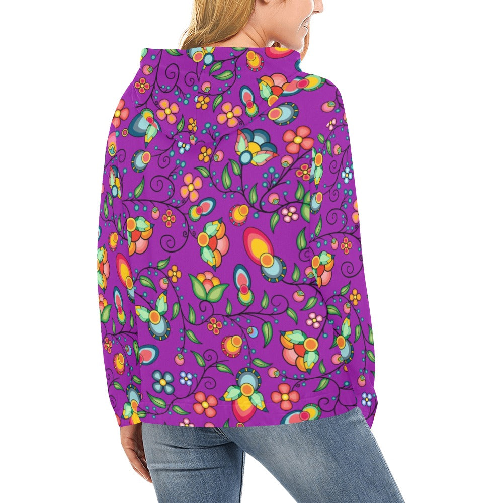 Floral Bounty Purple Hoodie for Women (USA Size)