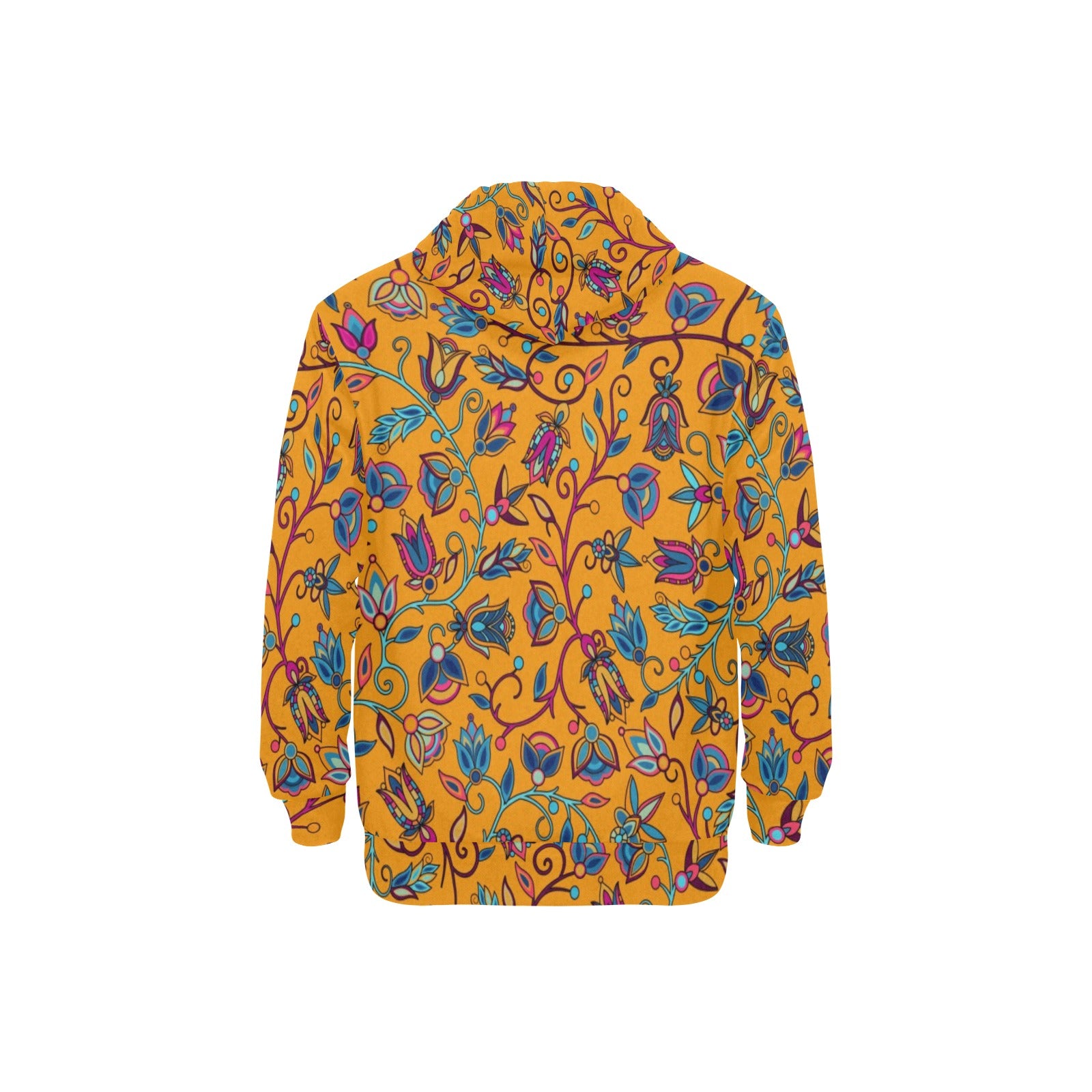 Buffalo Bloom Orange Men's Long Sleeve Fleece Hoodie