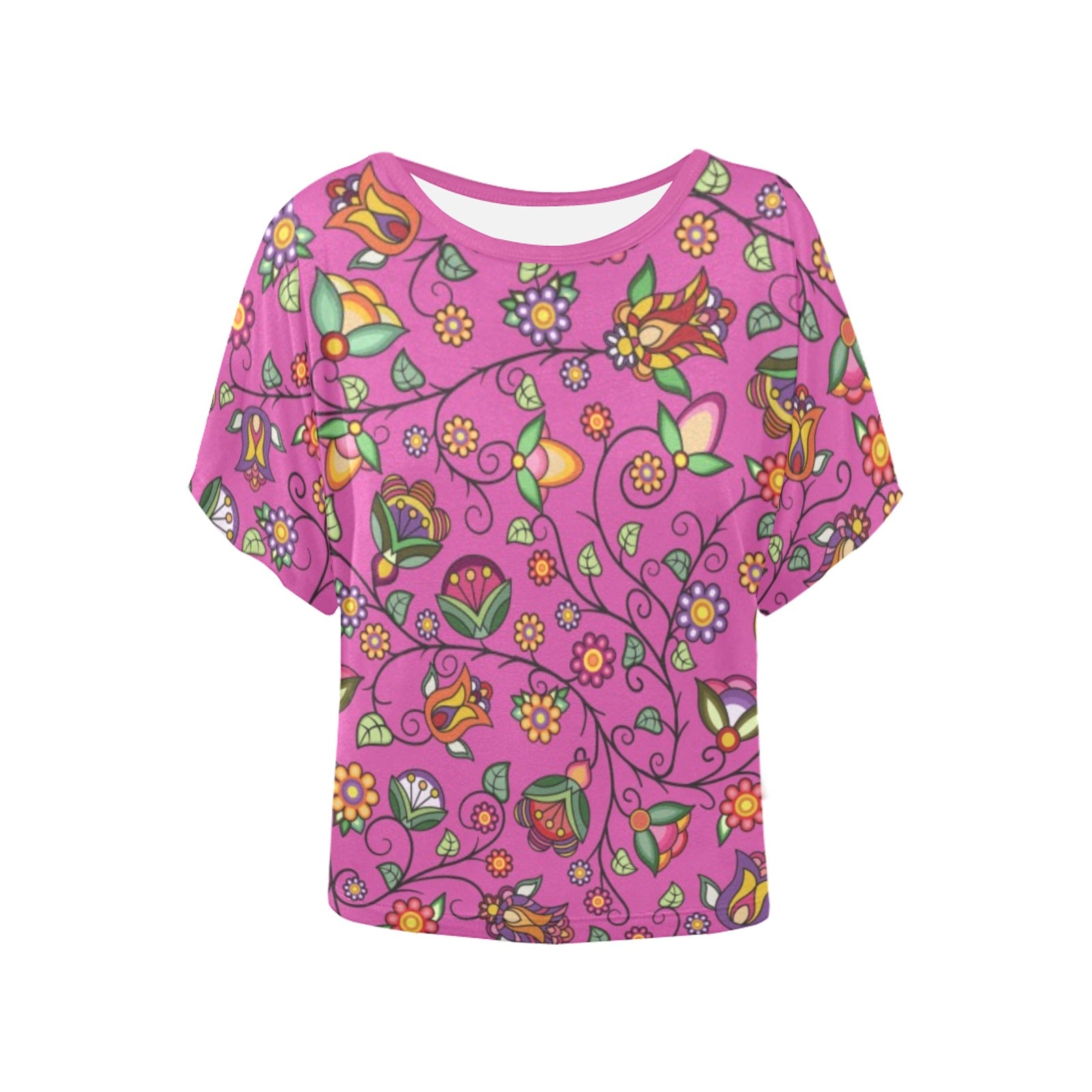 Heartbeat Petals Pink Women's Batwing-Sleeved Blouse T shirt
