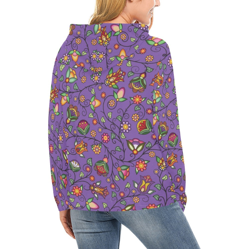Heartbeat Petals Purple Hoodie for Women (USA Size)