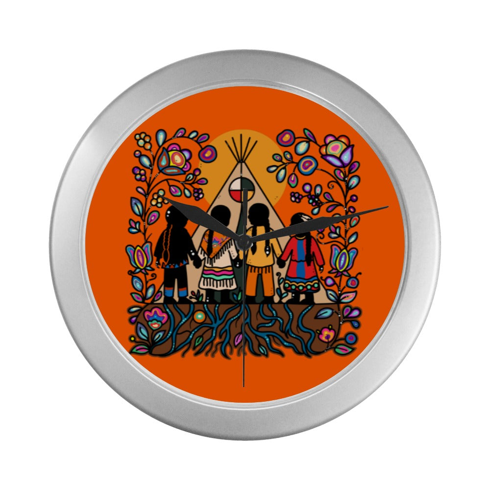Rooted in Culture Silver Color Wall Clock