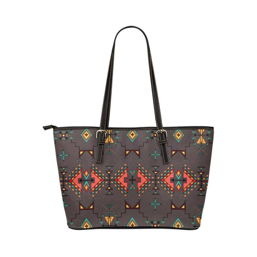 Thunder Flight Gray Leather Tote Bag/Large