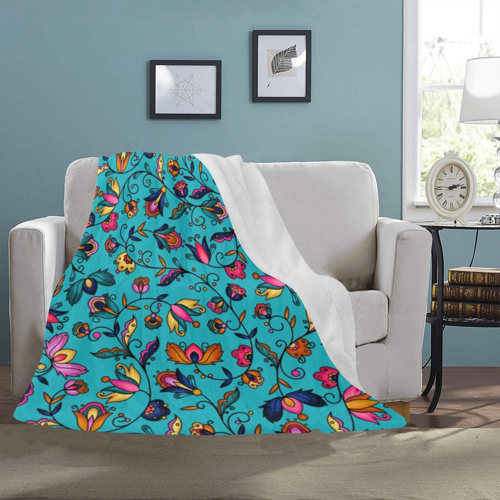 Copper Prairie Petals Turquoise Ultra-Soft Micro Fleece Blanket 50"x60"