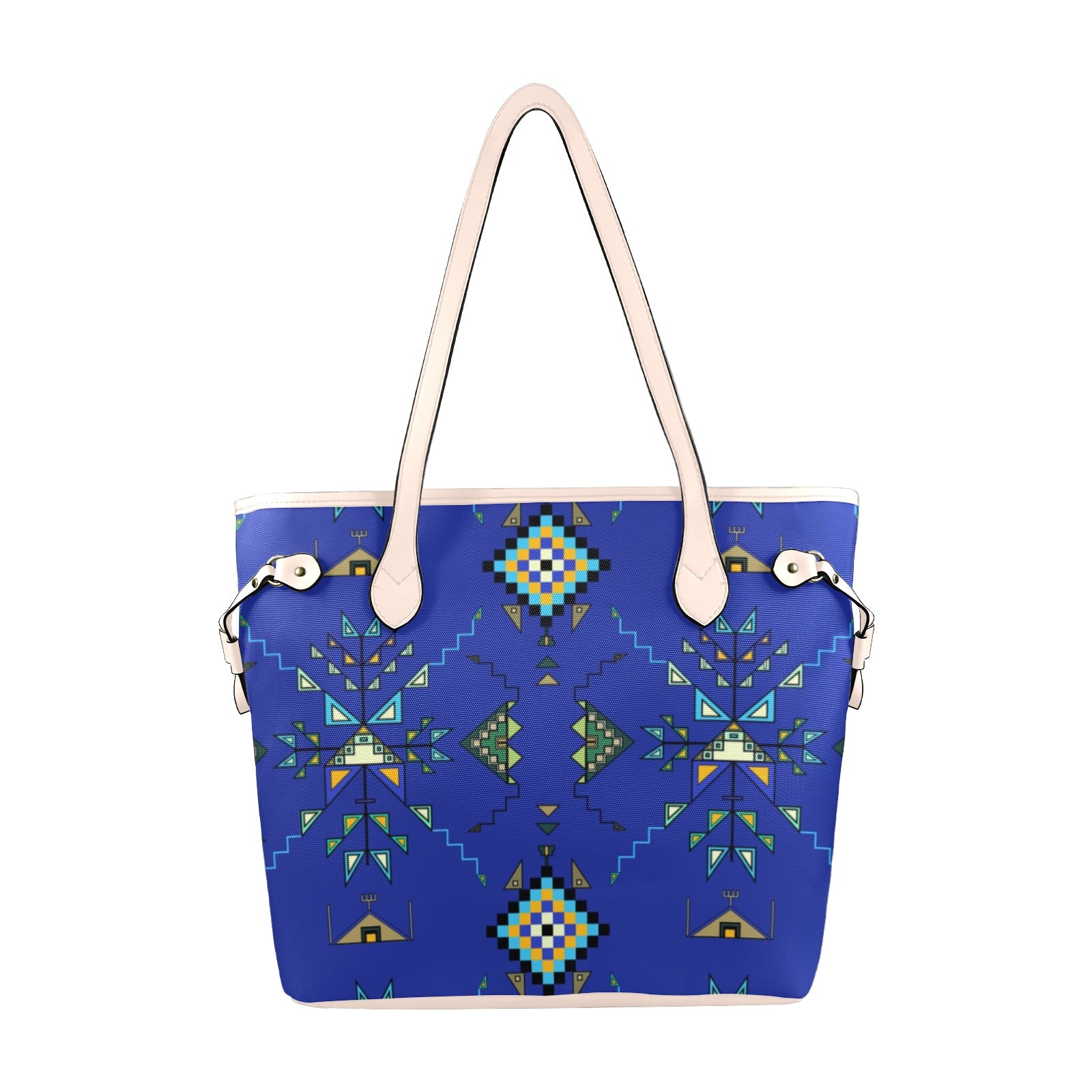 Bear Shield Dark Blue Clover Canvas Tote Bag