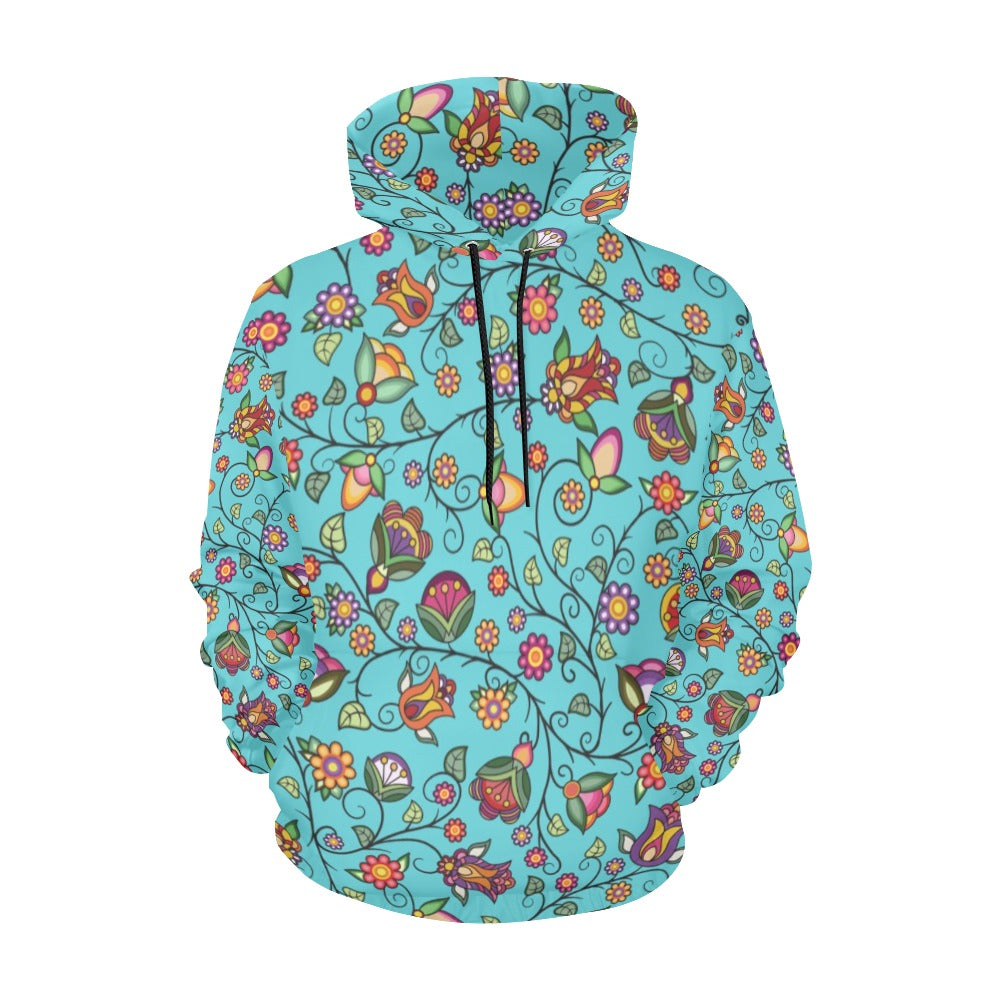 Heartbeat Petals Turquoise Hoodie for Women (USA Size)