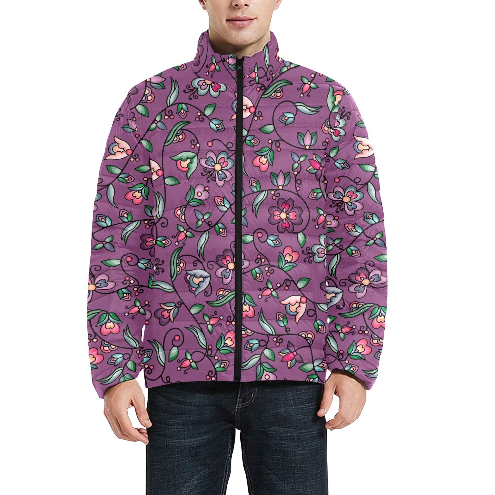 Amber Evening Garland Purple Men's Padded Jacket