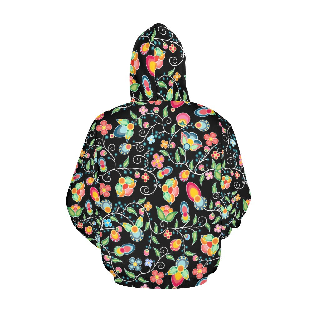 Floral Bounty Black Hoodie for Women (USA Size)