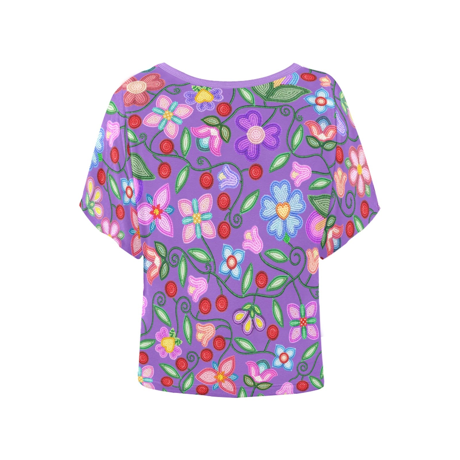 Petal Harmony Lavender Women's Batwing-Sleeved Blouse T-shirt