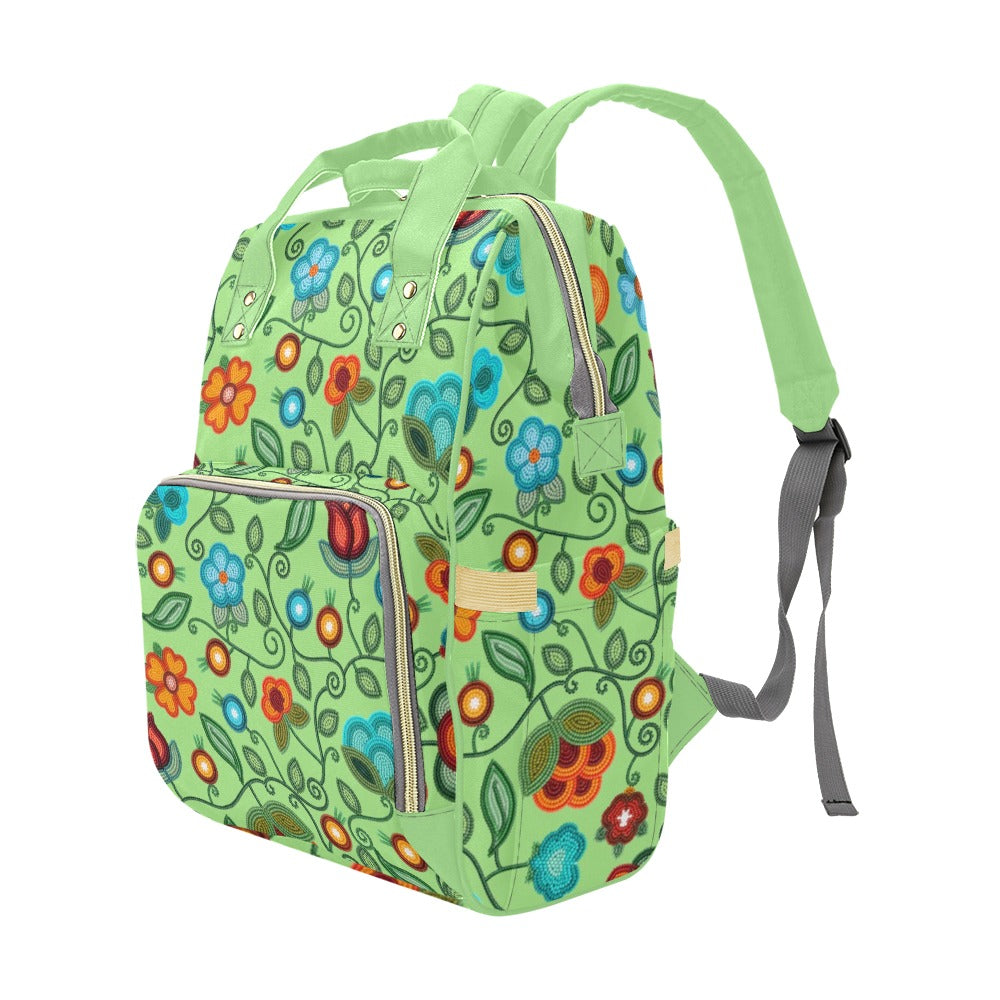 Prairie Fire Petals Sage Multi-Function Diaper Backpack/Diaper Bag