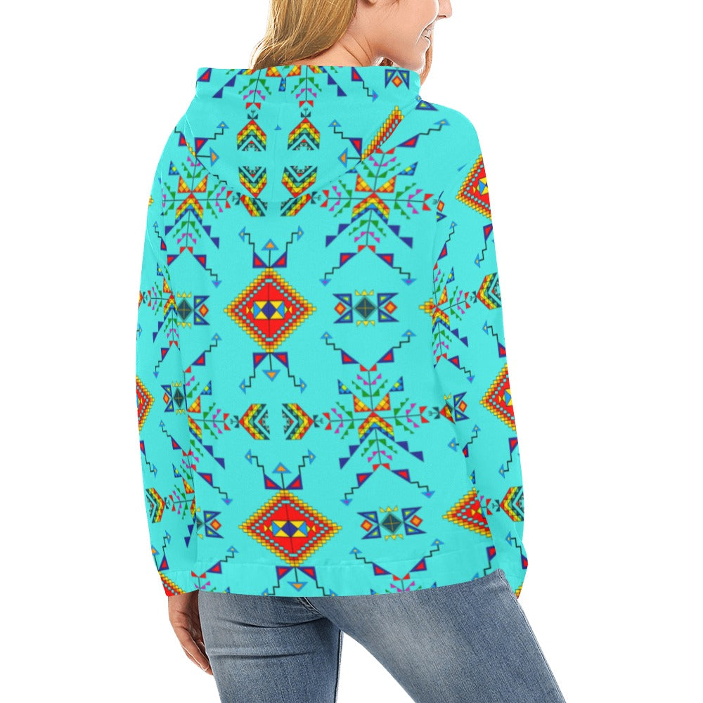 Buffalo Jump Turquoise Hoodie for Women (USA Size)