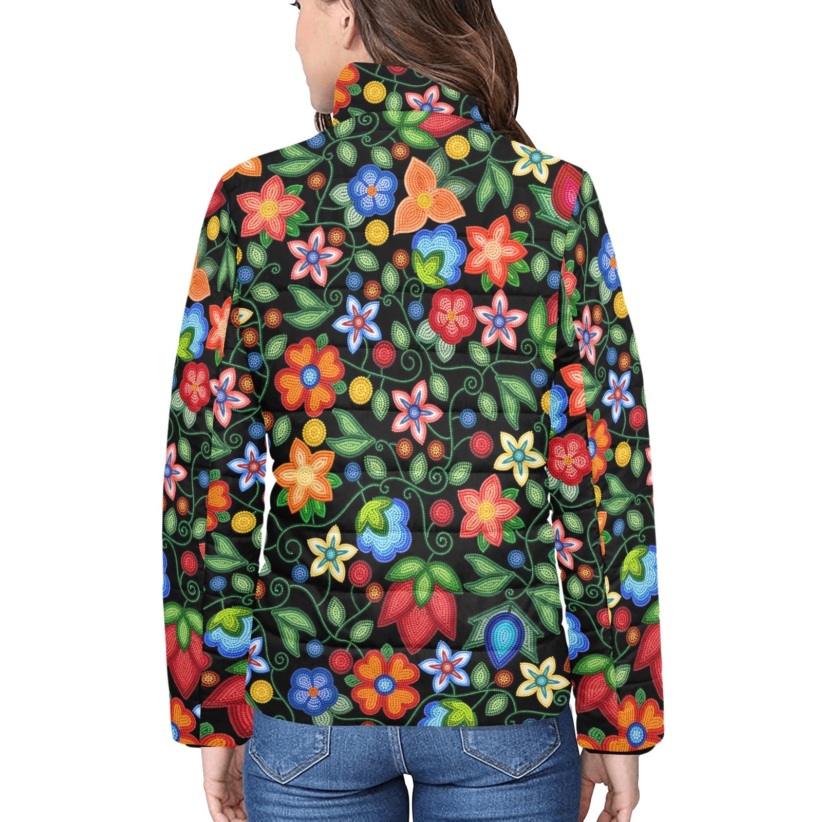 Morning Harmony Black Women's Stand Collar Padded Jacket