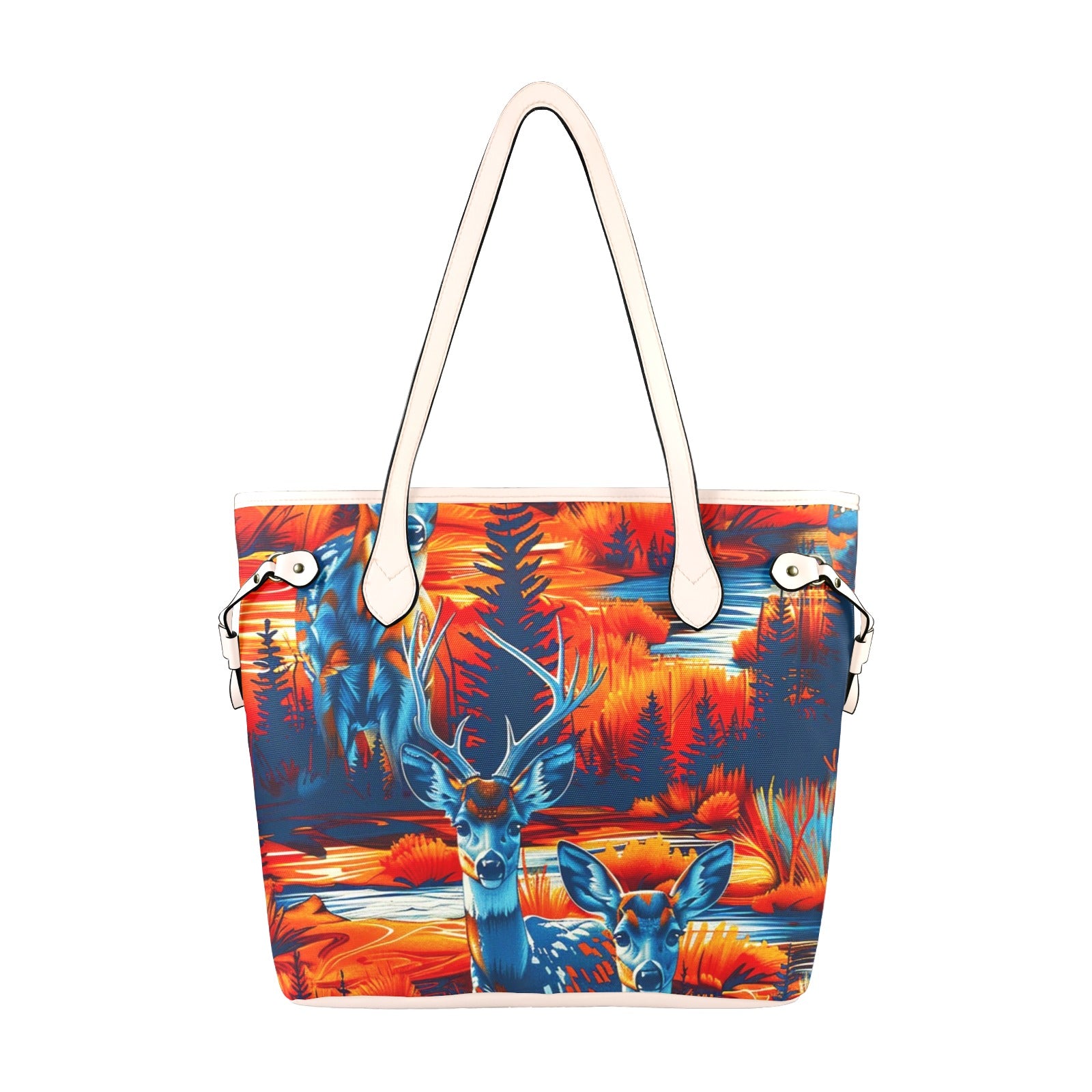 Deer Family Clover Canvas Tote Bag
