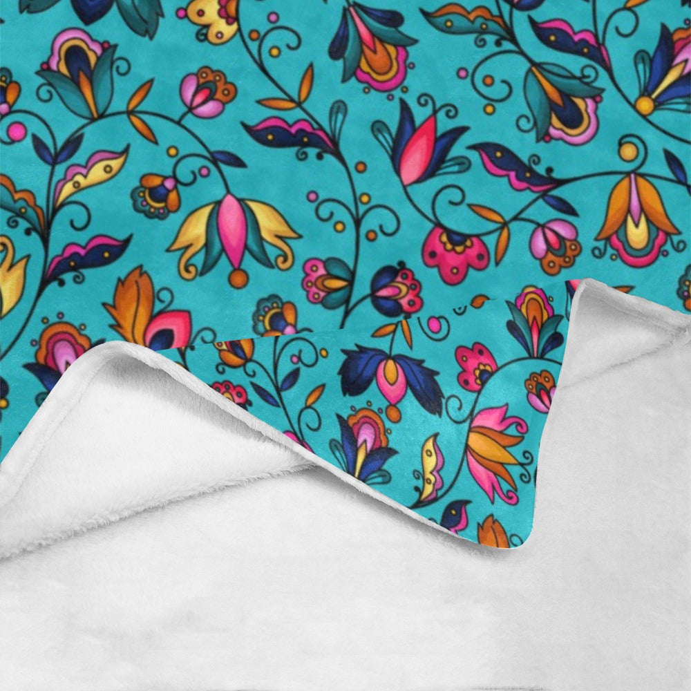 Copper Prairie Petals Turquoise Ultra-Soft Micro Fleece Blanket 60"x80"